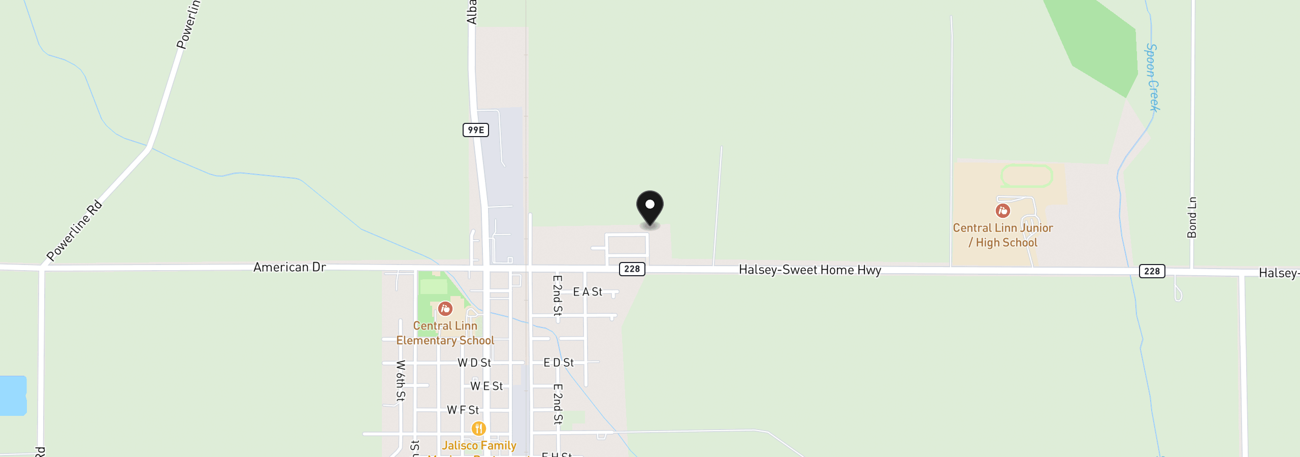 Map showing the location of 668 Egret Ave, Halsey, OR 97348