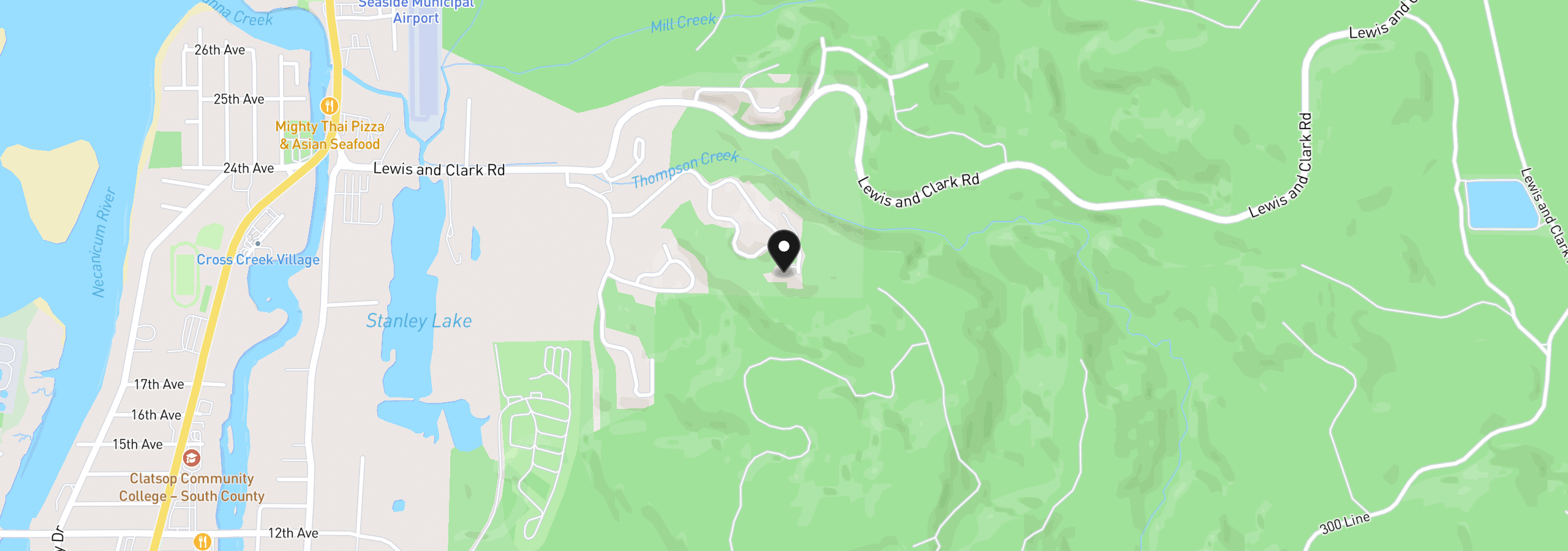 Map showing the location of 1915 N Fork Ct, Seaside, OR 97138