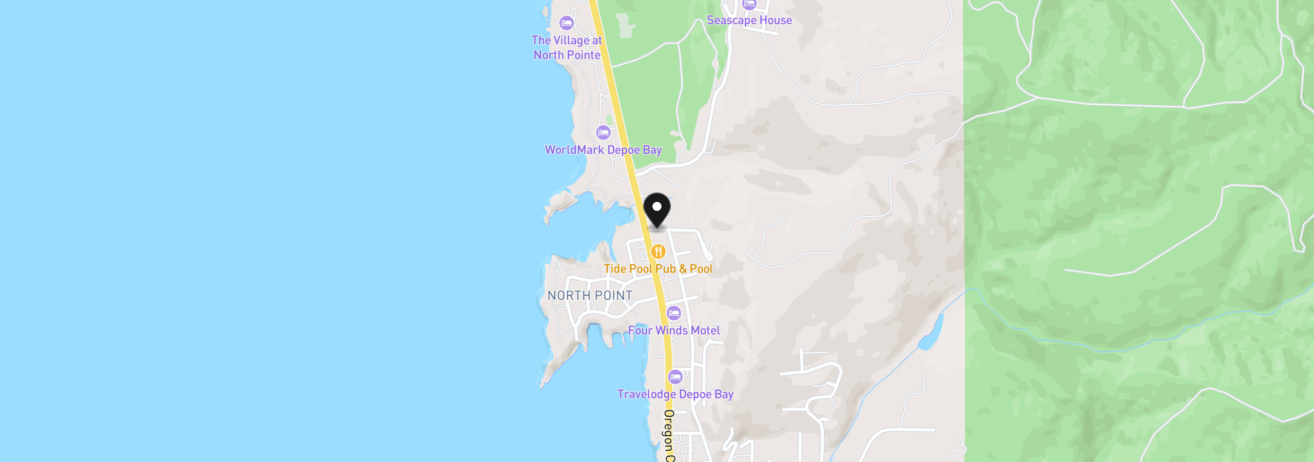 Map showing the location of 401 NE Moonwake Ln 14, Depoe Bay, OR 97341