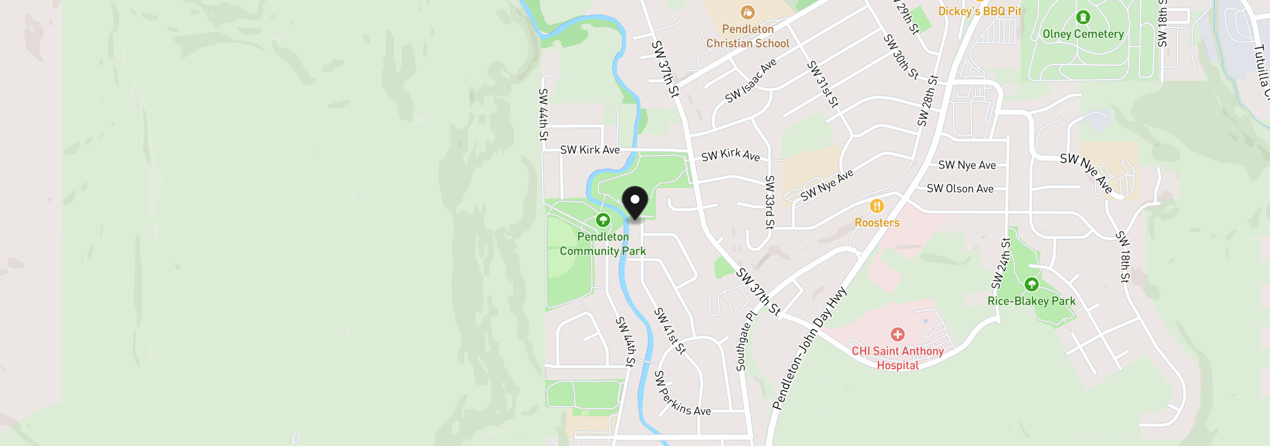 Map showing the location of 1303 SW 41st St, Pendleton, OR 97801