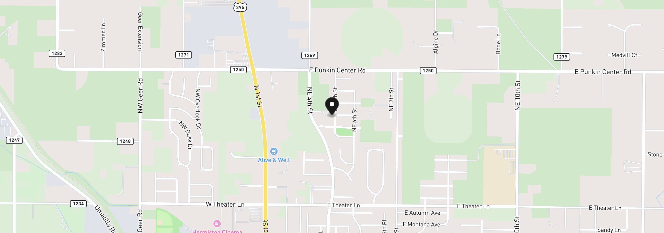 Map showing the location of 2189 NE 5th St, Hermiston, OR 97838