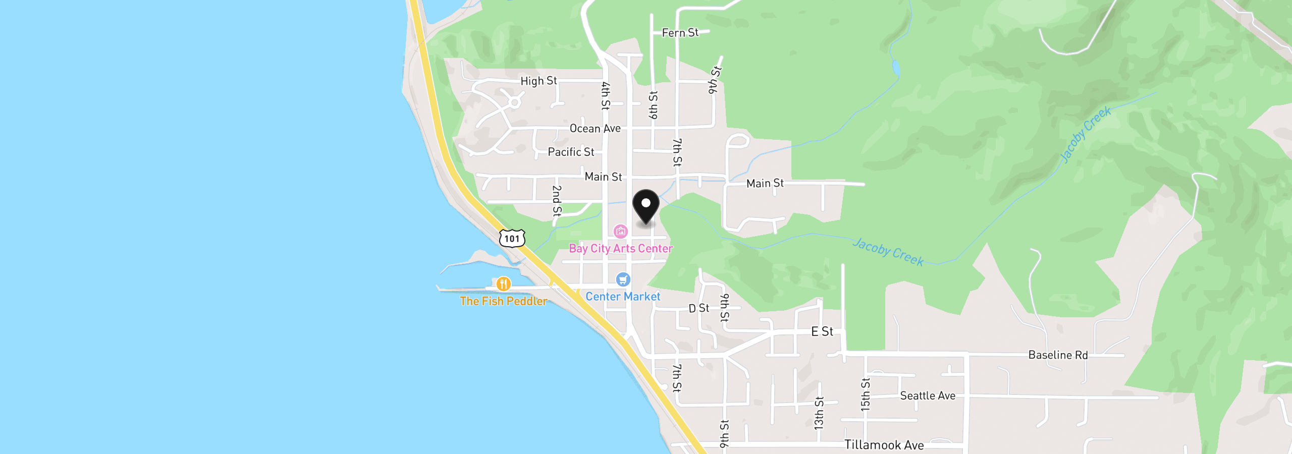 Map showing the location of 9520 6th St, Bay City, OR 97107