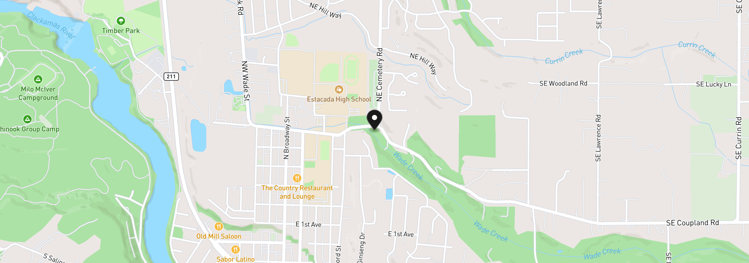 Map showing the location of NE 6th Ave, Estacada, OR 97023