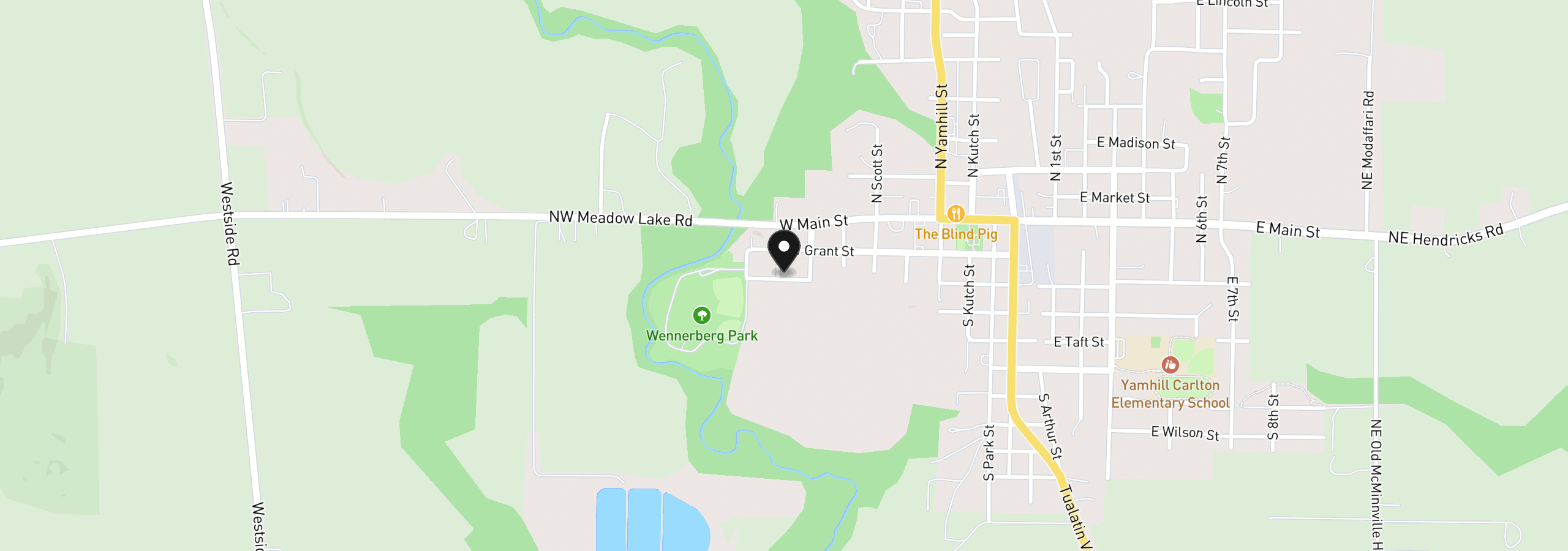 Map showing the location of 869 W Washington St, Carlton, OR 97111