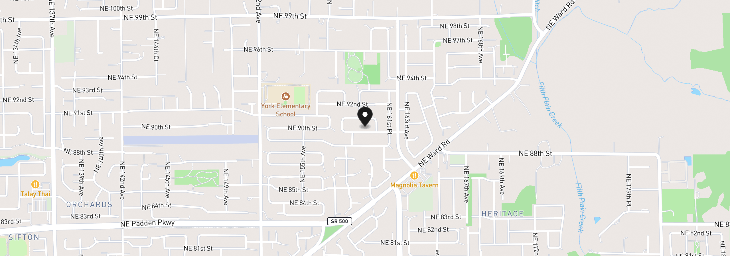 Map showing the location of 15918 NE 90th St, Vancouver, Wa 98682