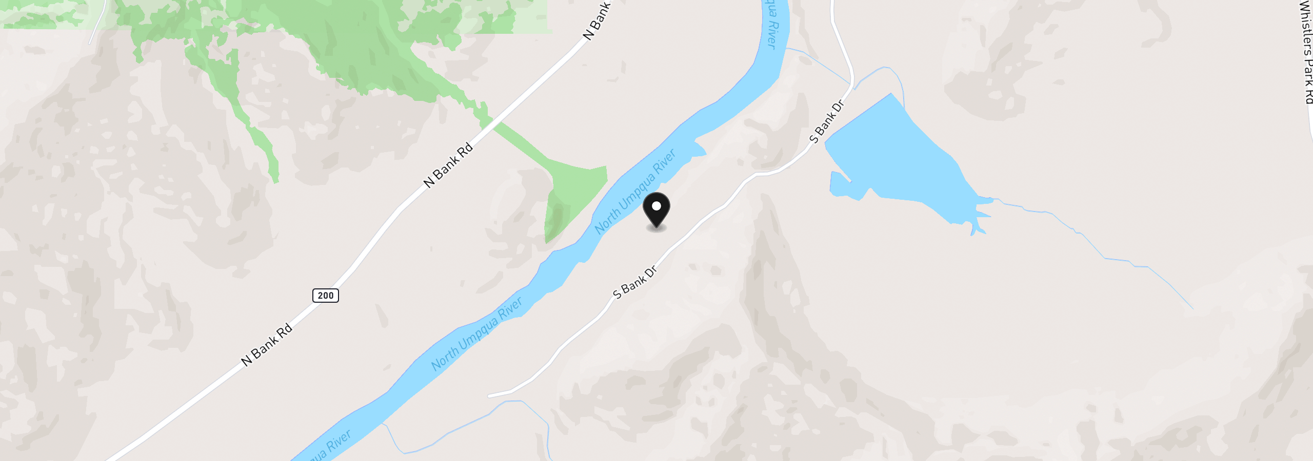 Map showing the location of 9600 South Bank Dr, Roseburg, OR 97470