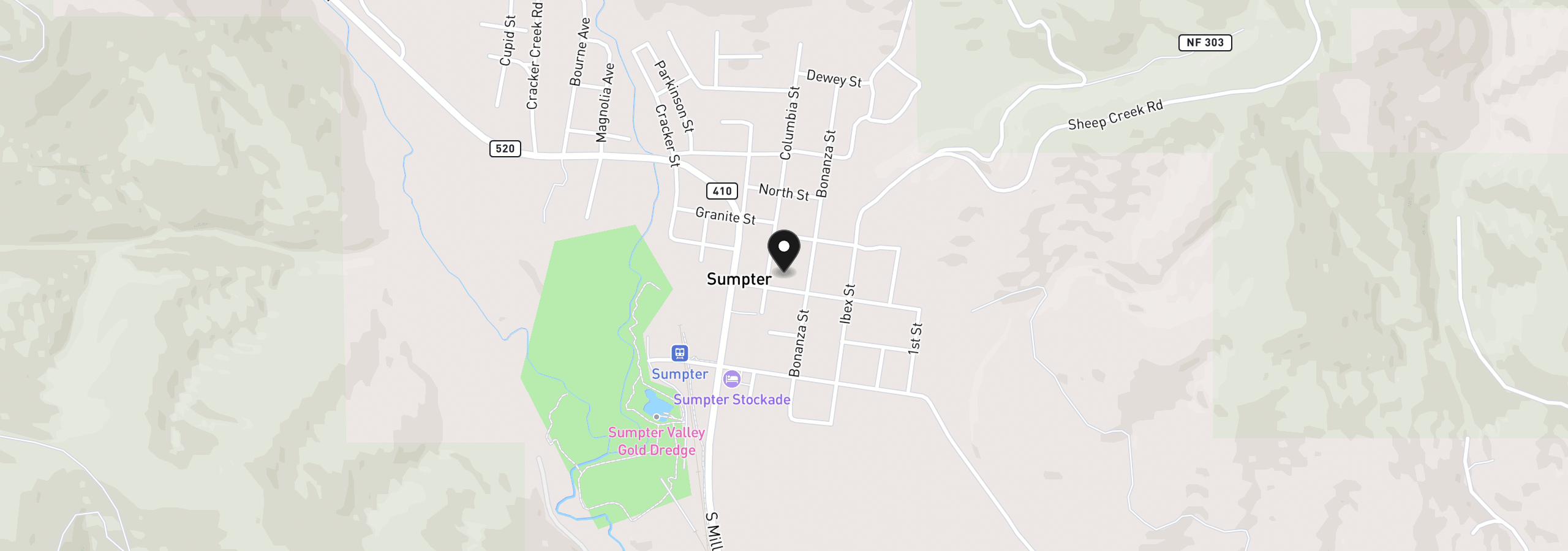 Map showing the location of 238 Auburn St, Sumpter, OR 97877