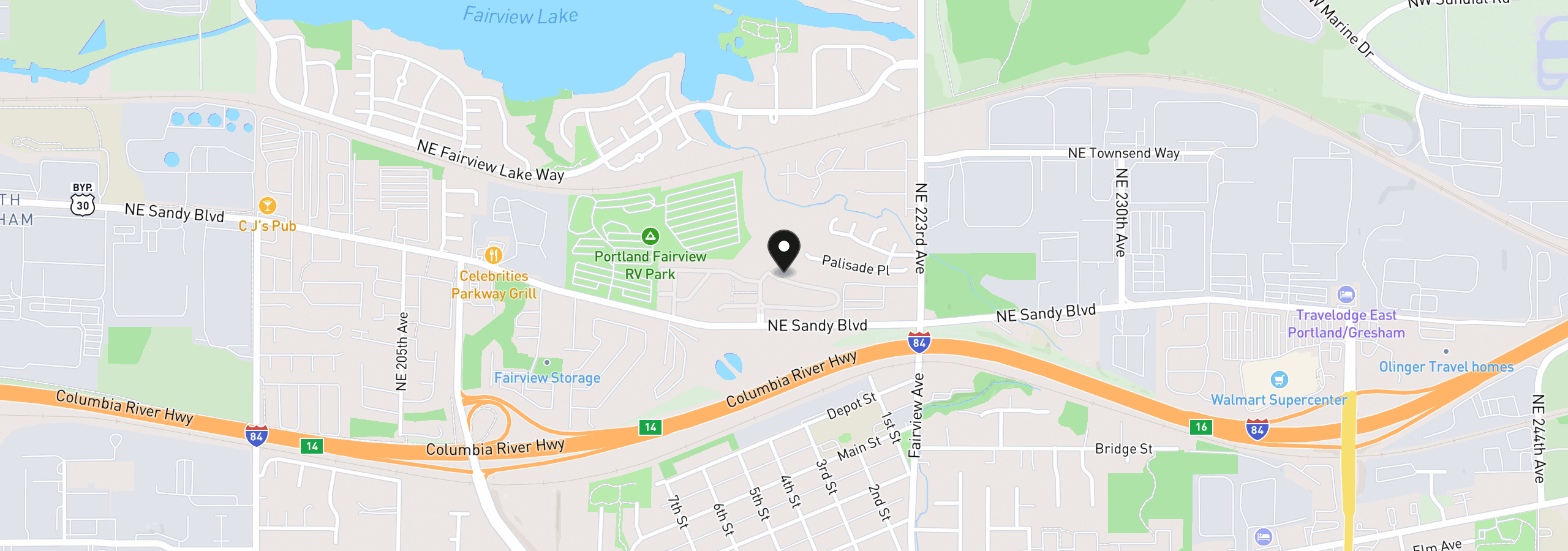 Map showing the location of 21843 NE Heartwood Cir, Fairview, OR 97024