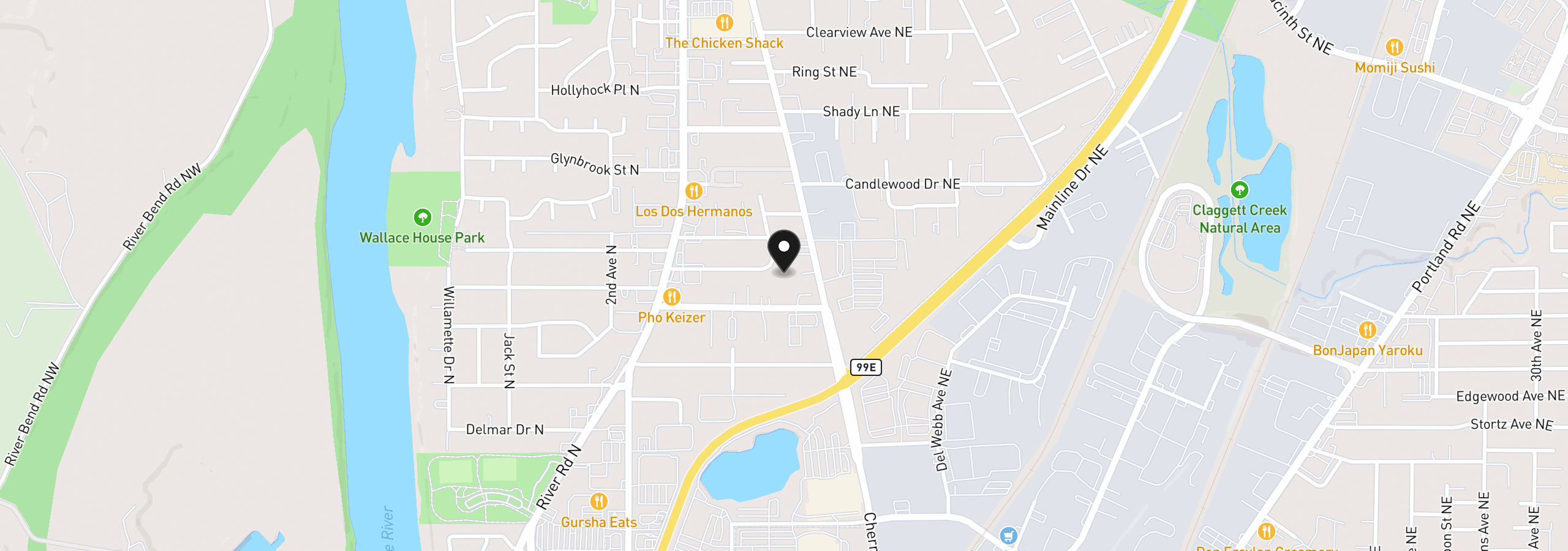Map showing the location of 926 Apple Blossom Ave NE, Keizer, OR 97303