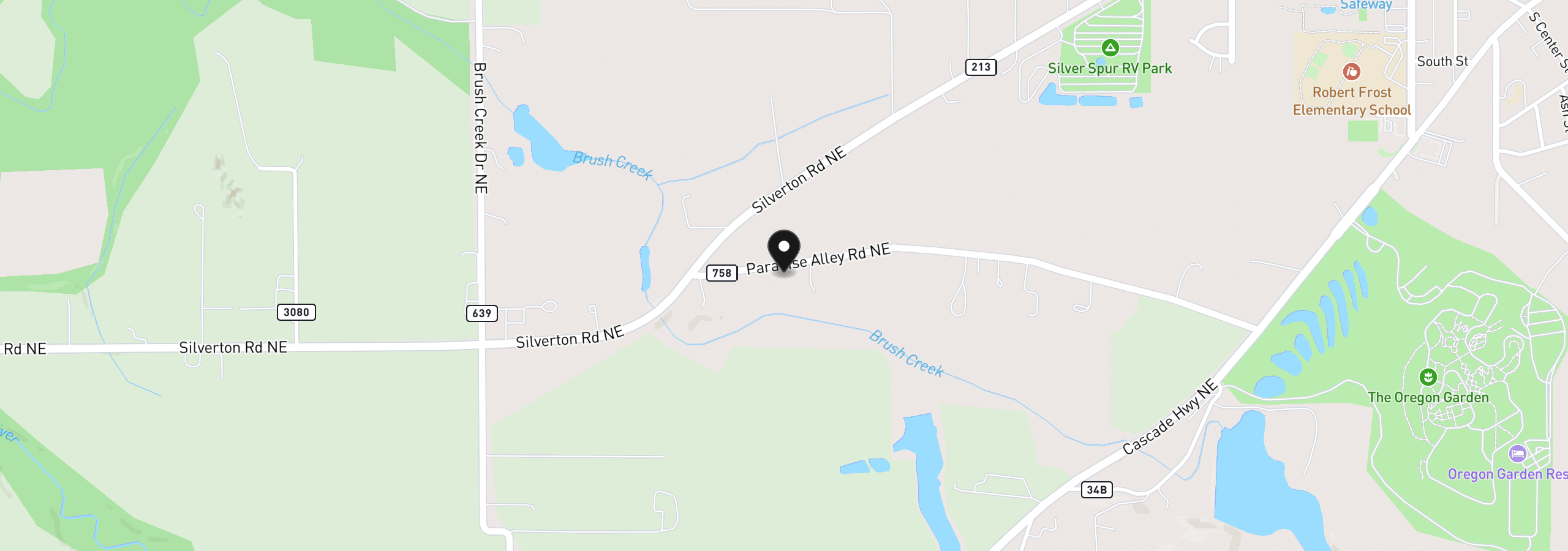 Map showing the location of 12094 Paradise Alley Rd, Silverton, OR 97381