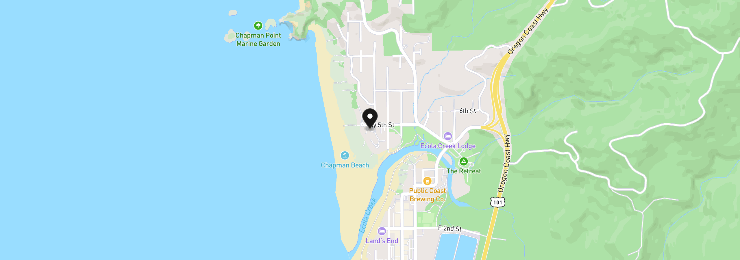 Map showing the location of 101 N Breaker Point Dr #101, Cannon Beach, OR 97110
