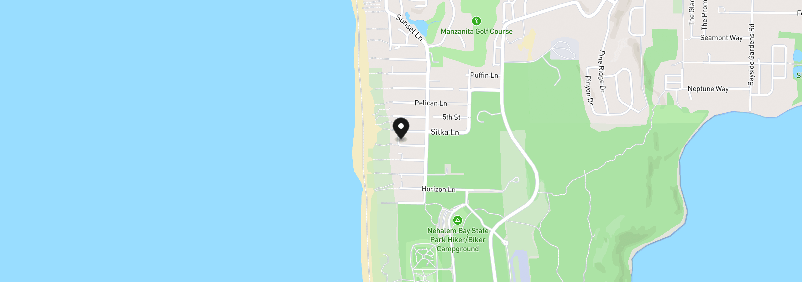 Map showing the location of 8866 Ocean Crest Ln, Manzanita, OR 97130