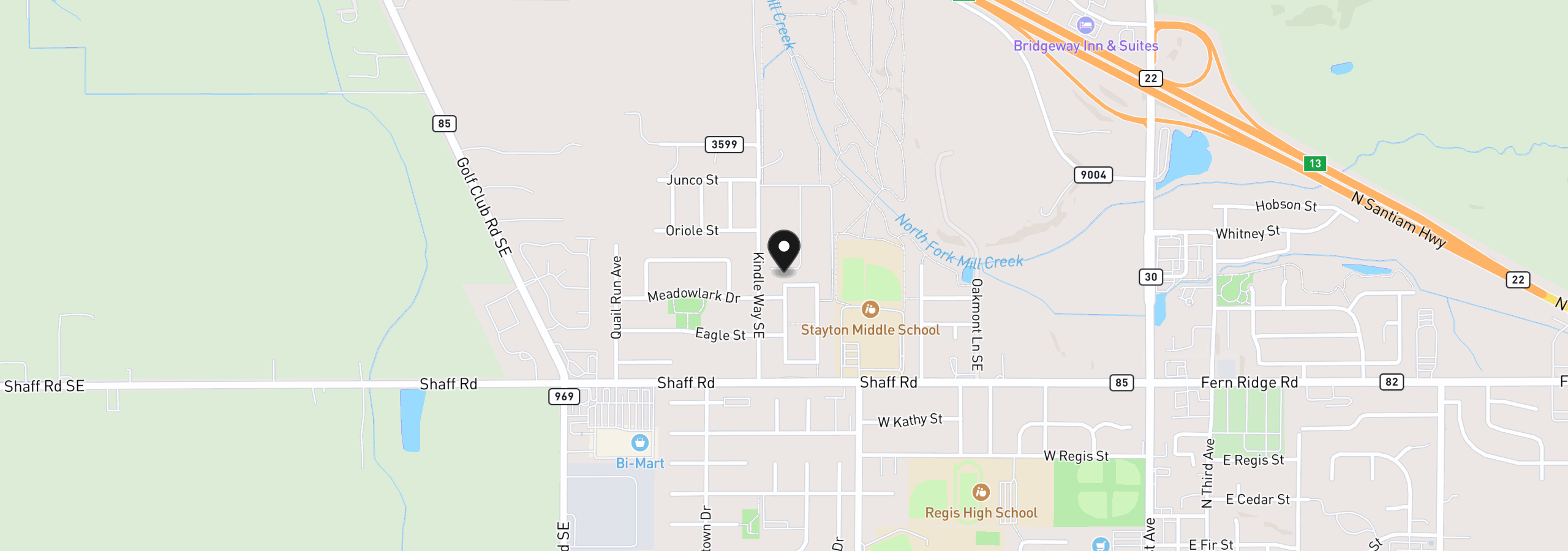 Map showing the location of 1323 Chukar St, Stayton, OR 97383