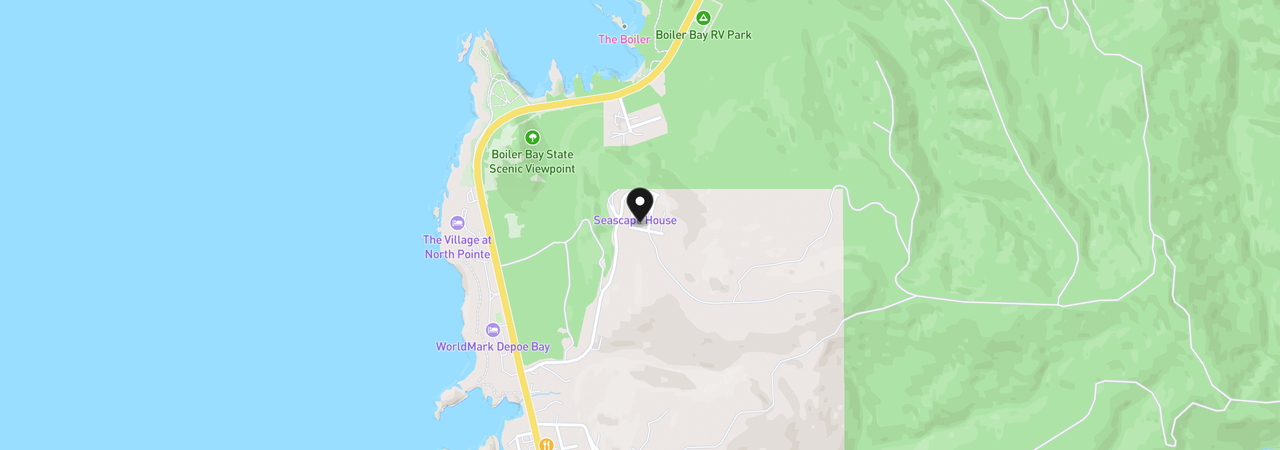 Map showing the location of 413 NE Moonwake Ln, Depoe Bay, OR 97341