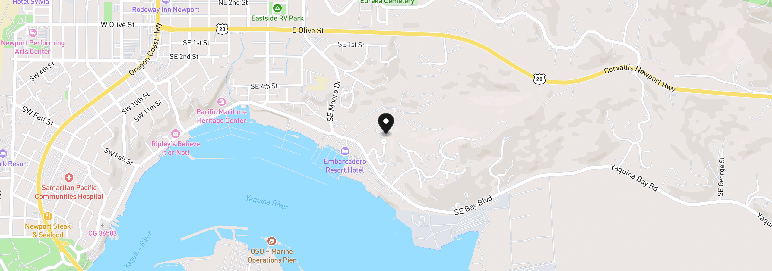 Map showing the location of 814 SE Crescent Pl, Newport, OR 97365