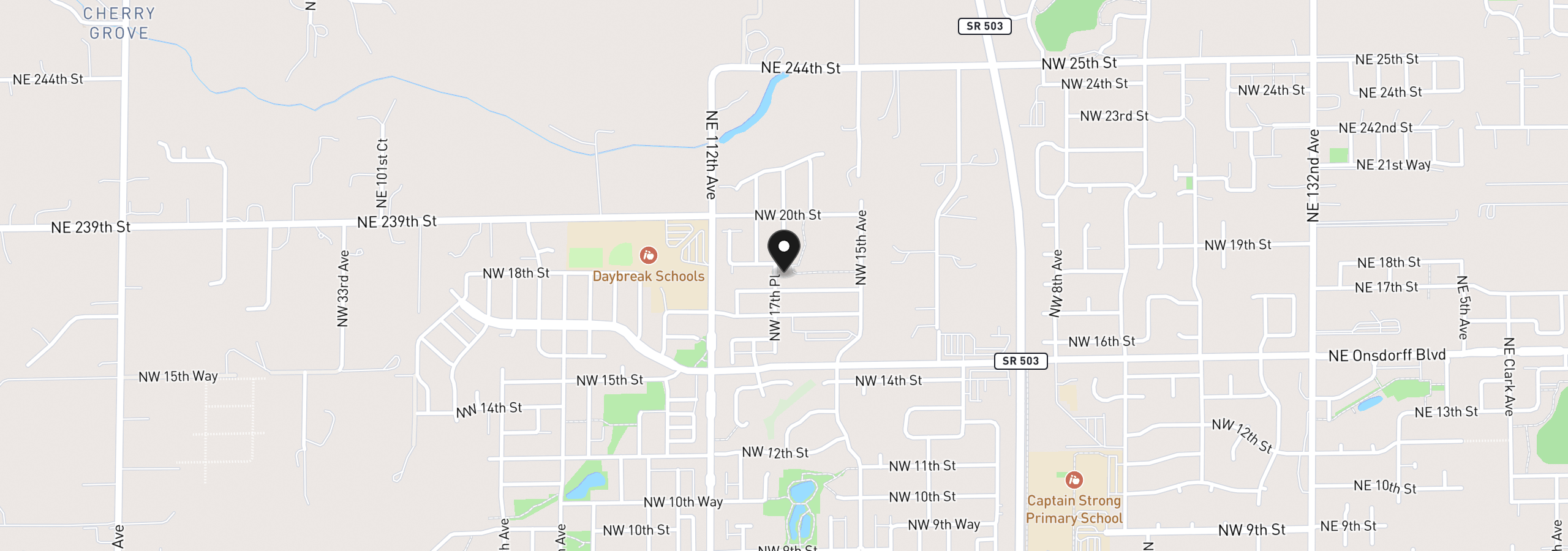 Map showing the location of 1845 NW 17th Pl, Battle Ground, Wa 98604