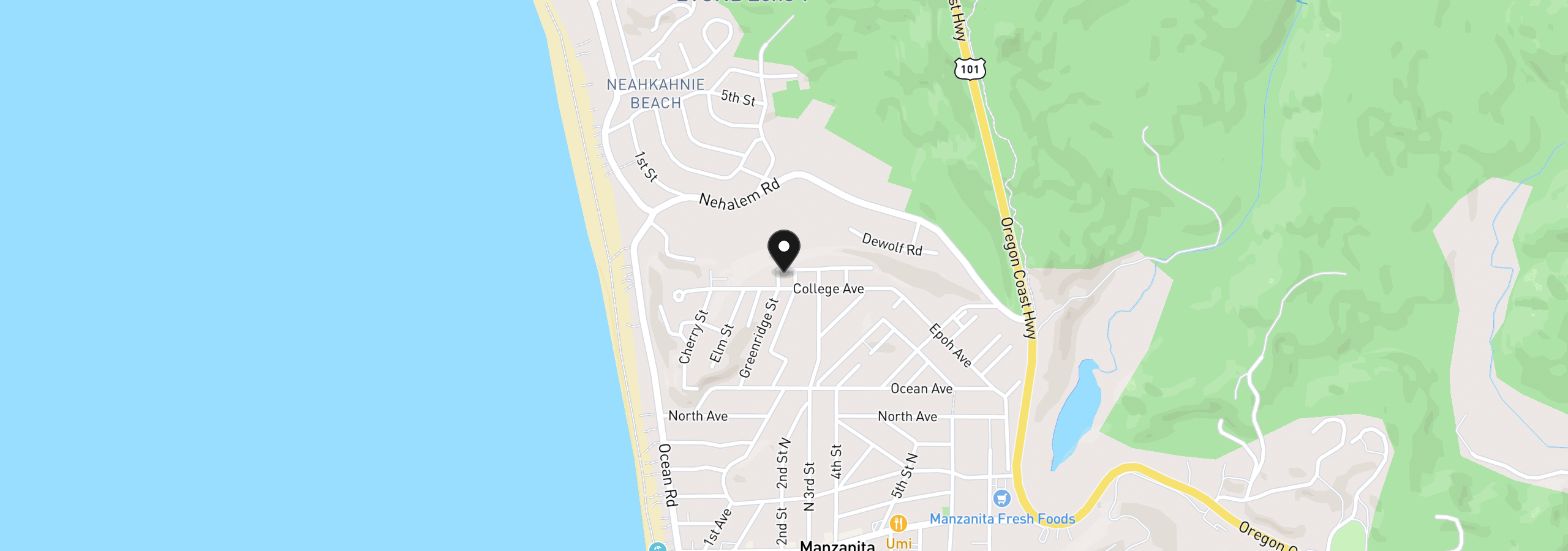 Map showing the location of 900 Greenridge St, Manzanita, OR 97130