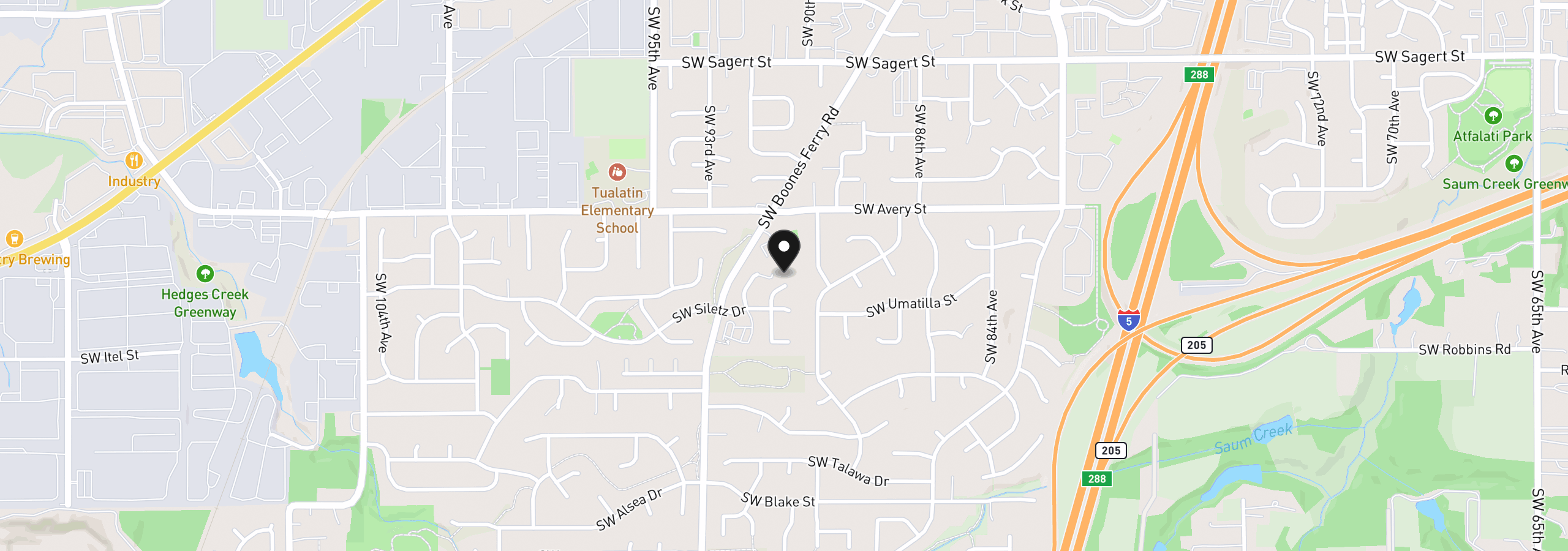 Map showing the location of 20649 SW Siletz Ct, Tualatin, OR 97062
