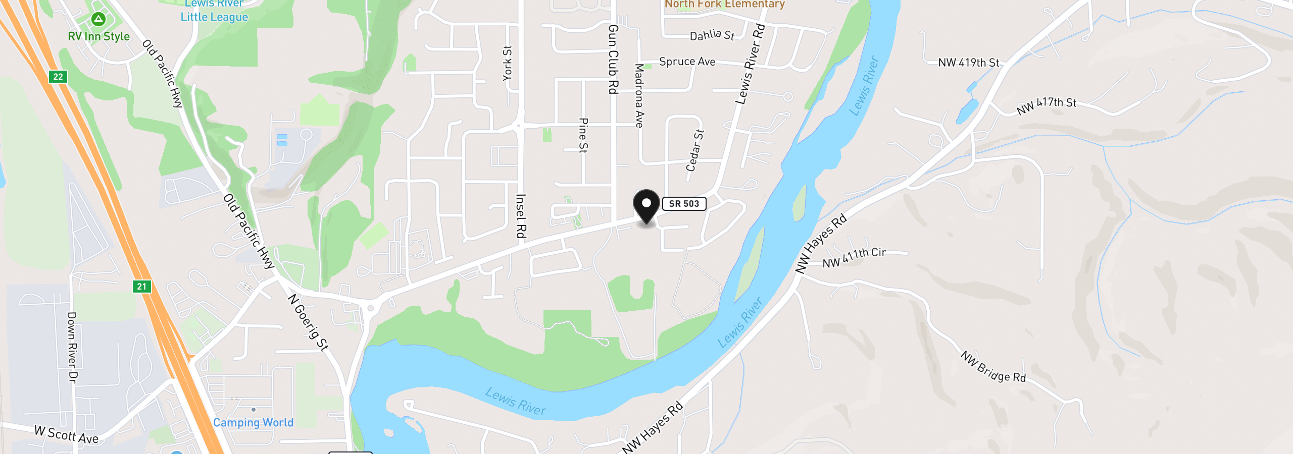 Map showing the location of 2004 Lewis River Rd, Woodland, Wa 98674