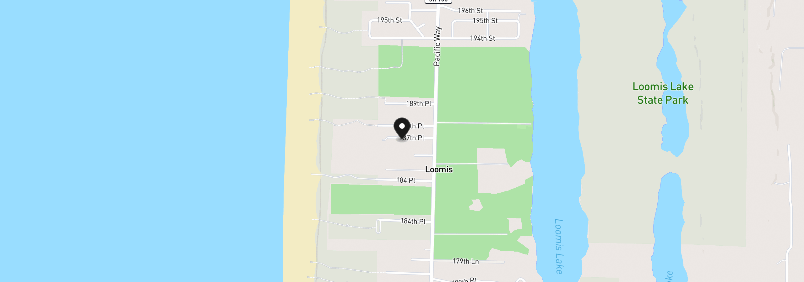 Map showing the location of 1314 187th, Long Beach, Wa 98631