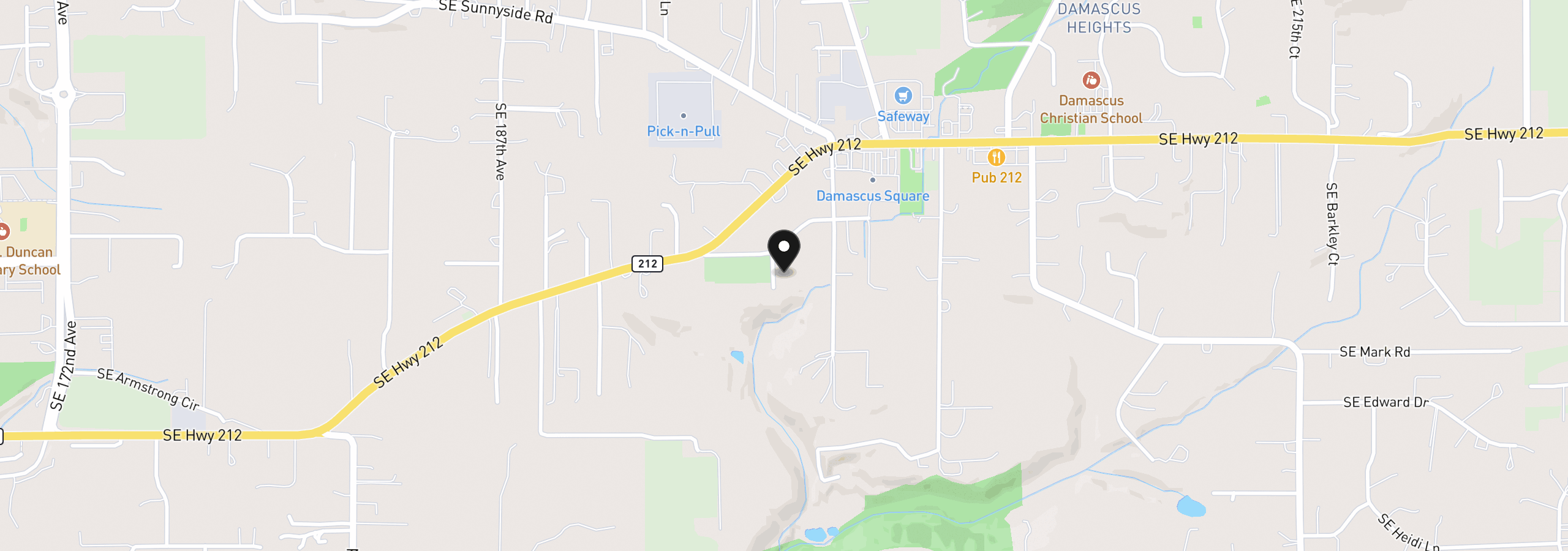 Map showing the location of 14998 SE 196th Ct, Damascus, OR 97089