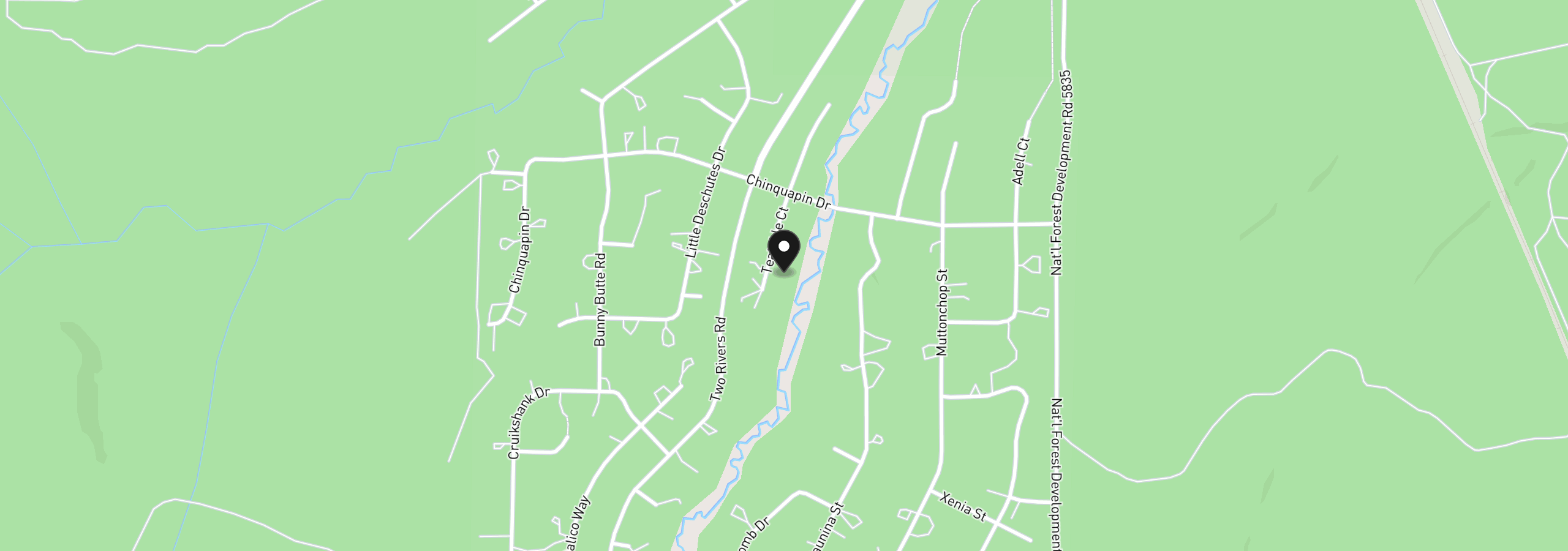 Map showing the location of Teatable, Crescent Lake, OR 97733