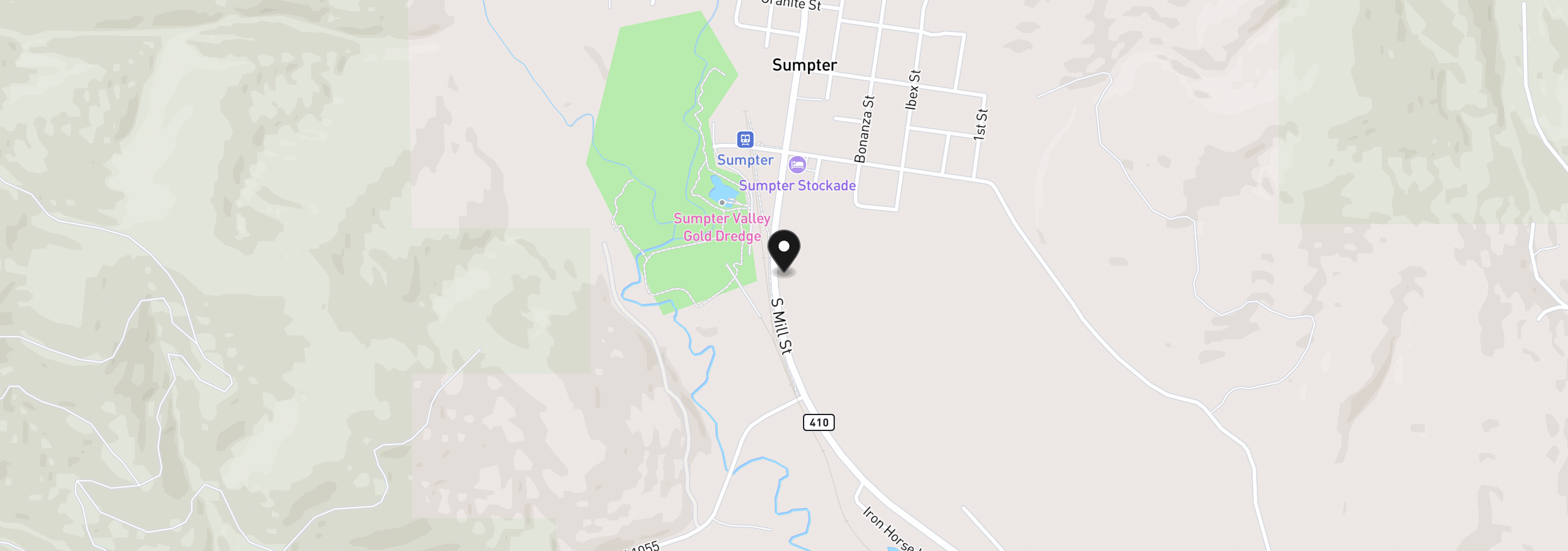Map showing the location of 602 Mill St, Sumpter, OR 97877
