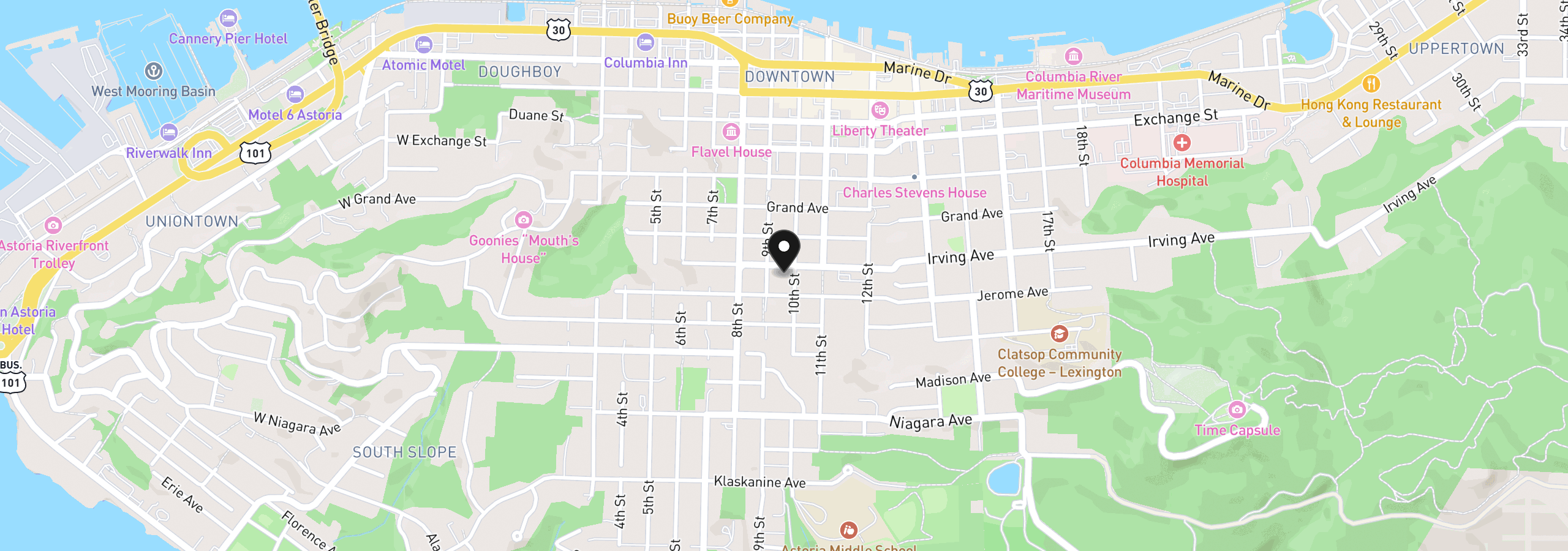 Map showing the location of 0 Irving Ave 2502, Astoria, OR 97103