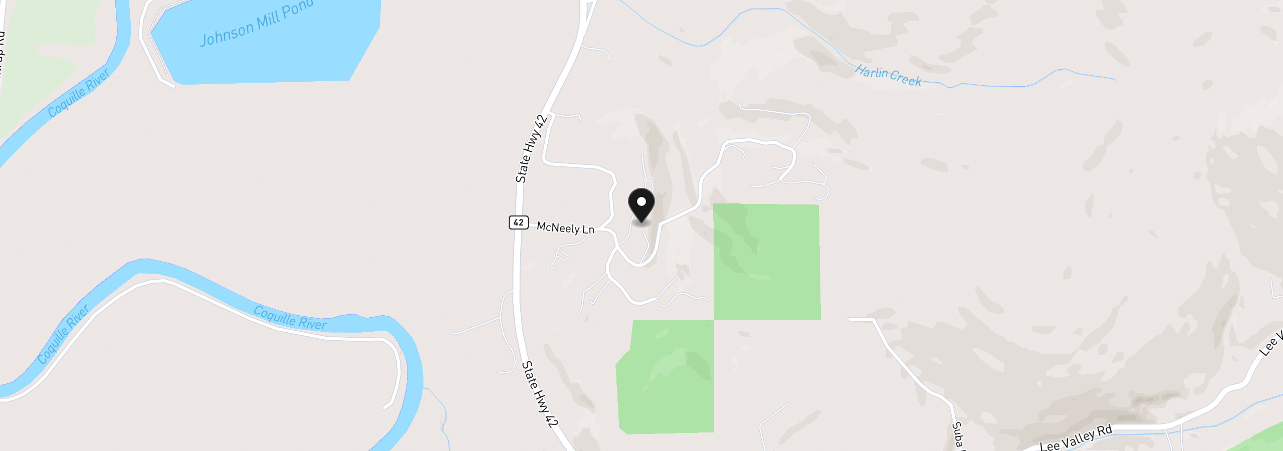 Map showing the location of 94211 McNeely Ln, Coquille, OR 97423