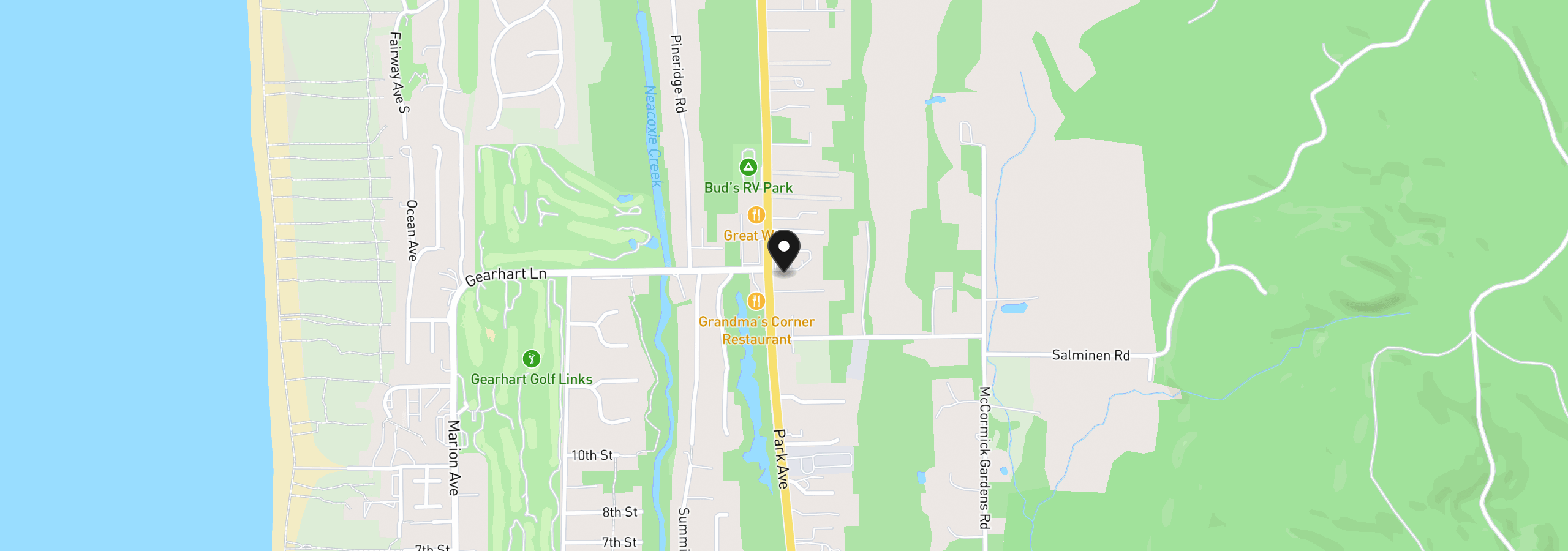 Map showing the location of N 4253a Hwy, Gearhart, OR 97138