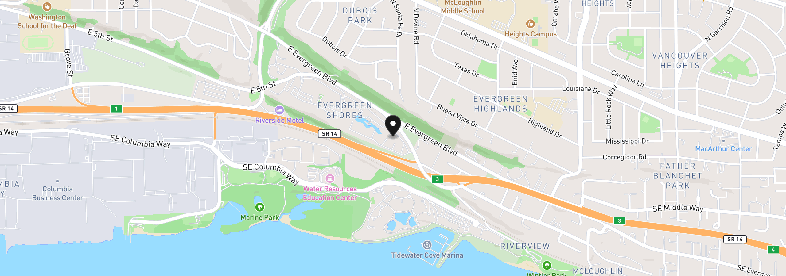 Map showing the location of 5575 E Evergreen Blvd 4103, Vancouver, Wa 98661