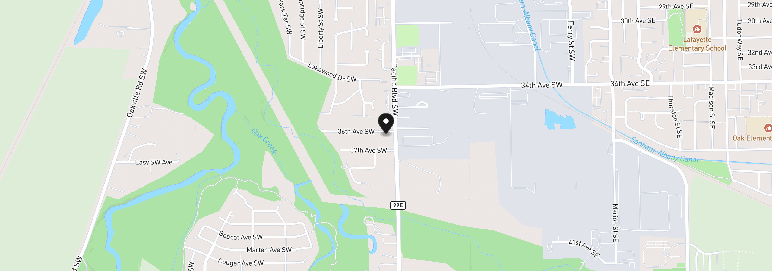 Map showing the location of 1004 36th Ave, Albany, OR 97321