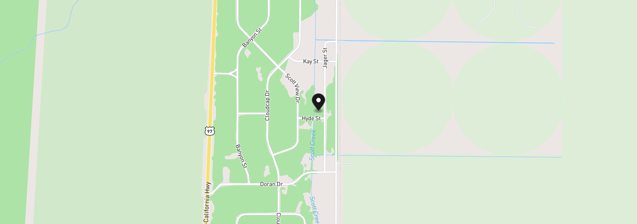 Map showing the location of 74750 Jager Ln, Chiloquin, OR 97624