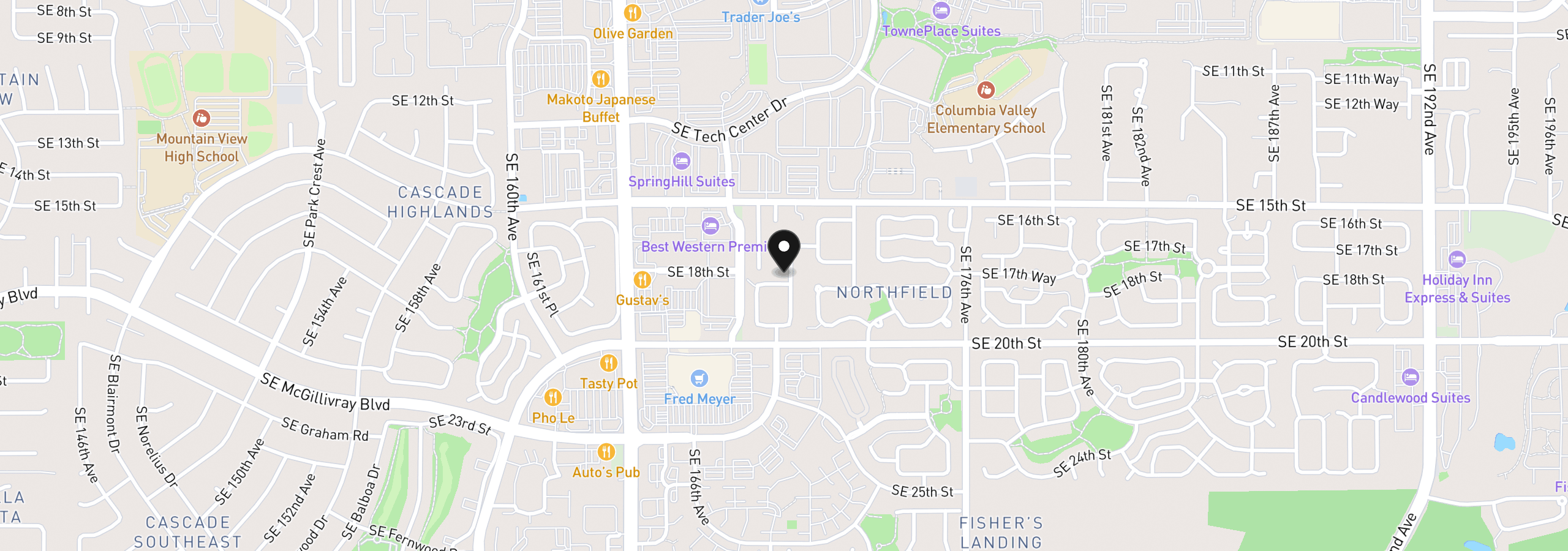 Map showing the location of 16818 SE 18th St, Vancouver, Wa 98683