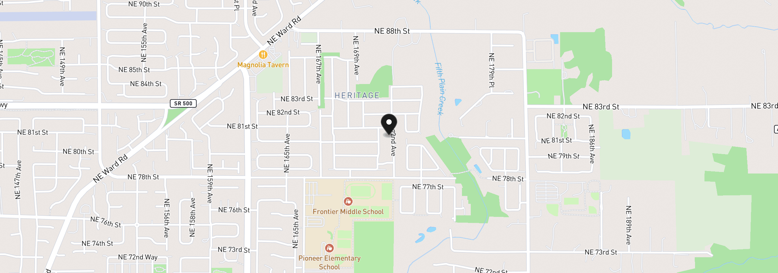 Map showing the location of 8008 NE 172nd Ave, Vancouver, Wa 98682