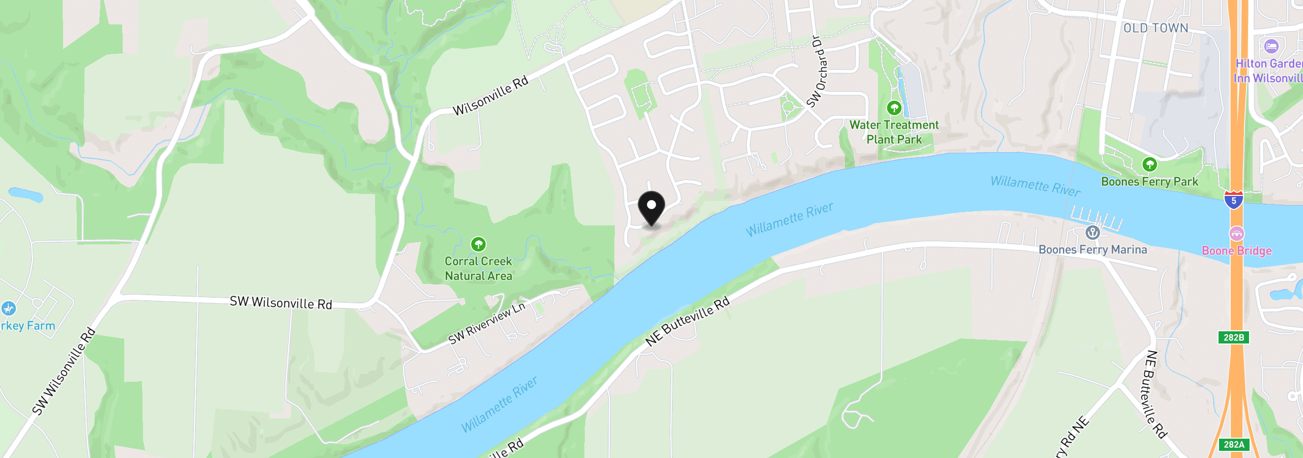 Map showing the location of 32108 SW Willamette Way E, Wilsonville, OR 97070