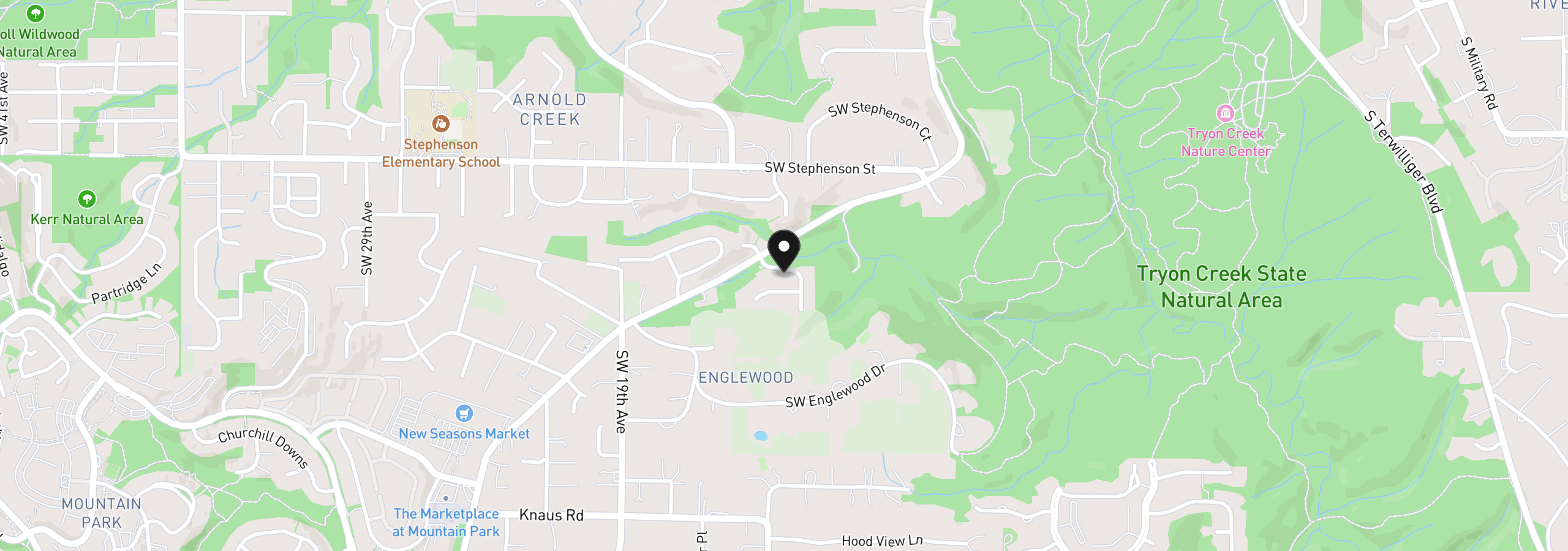 Map showing the location of 1225 SW Ophelia St, Portland, OR 97219