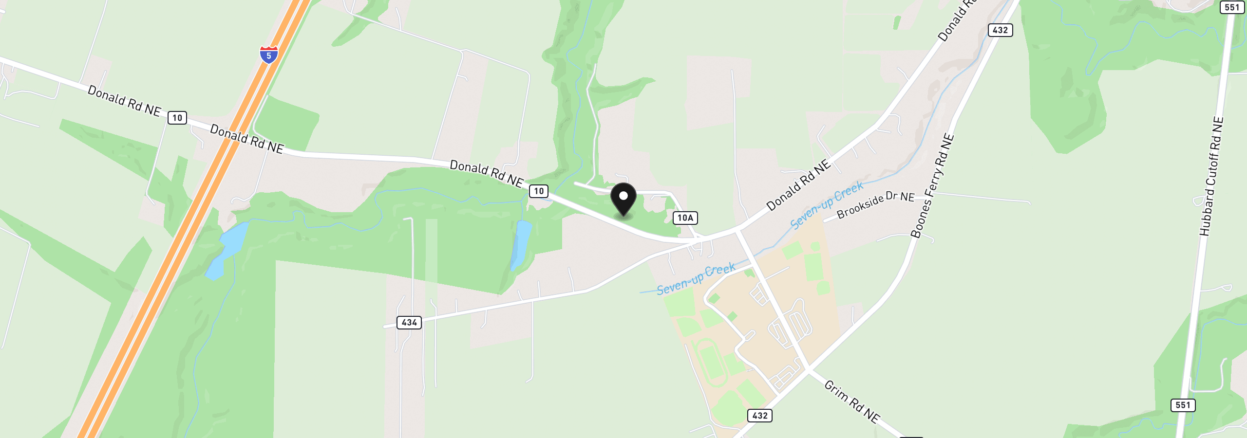 Map showing the location of 0 Donald Rd NE, Aurora, OR 97002