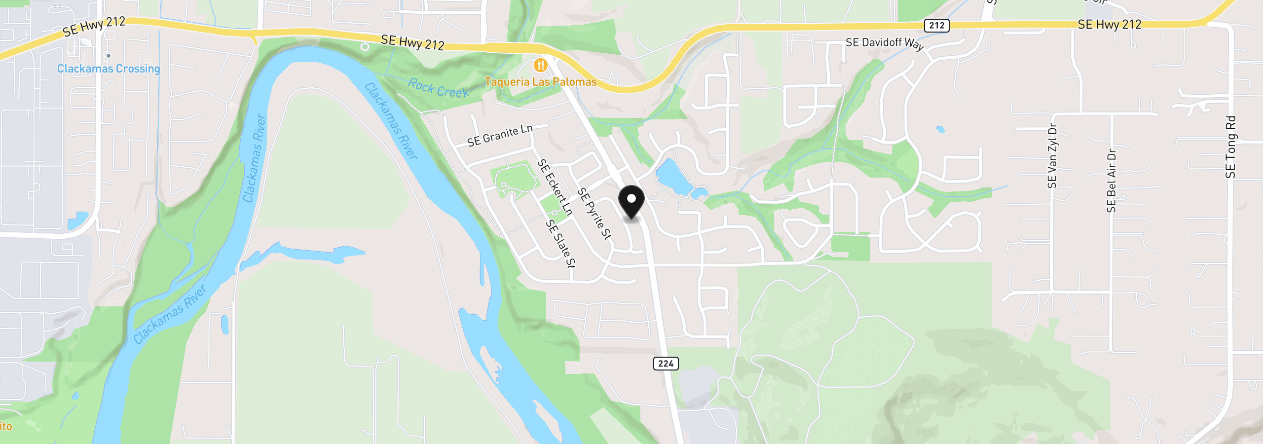 Map showing the location of 16406 SE Scoria Ln, Damascus, OR 97089