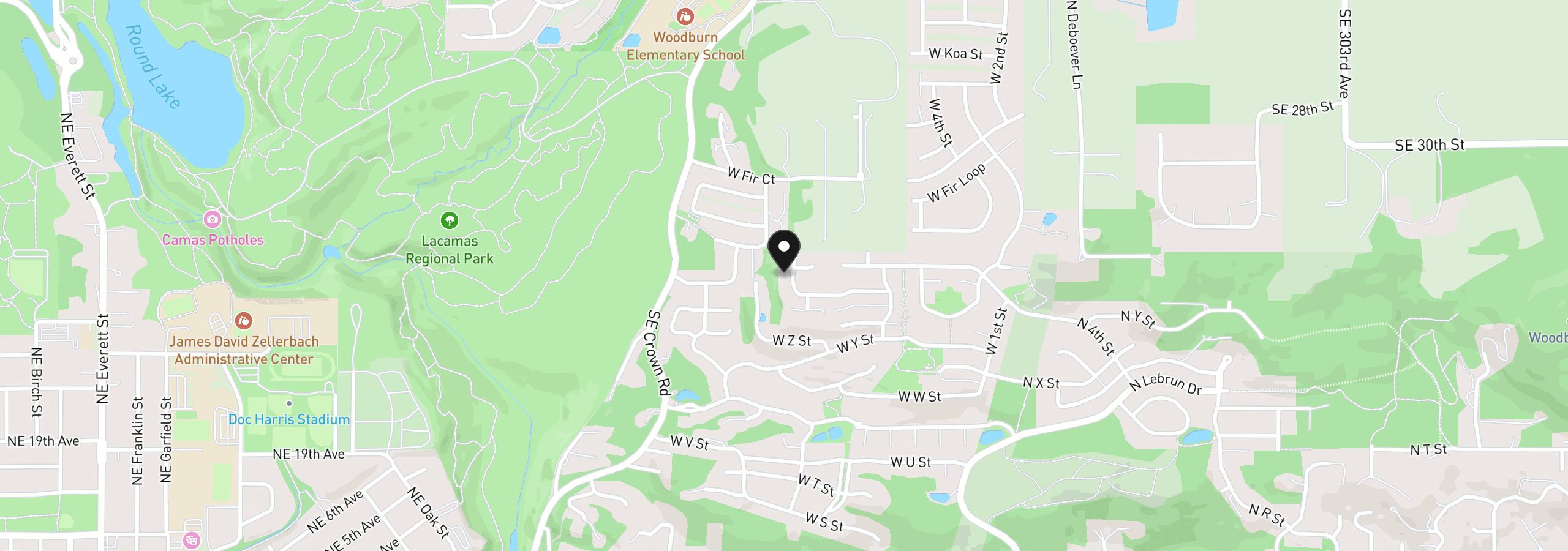 Map showing the location of 2969 W 8th St, Washougal, Wa 98671