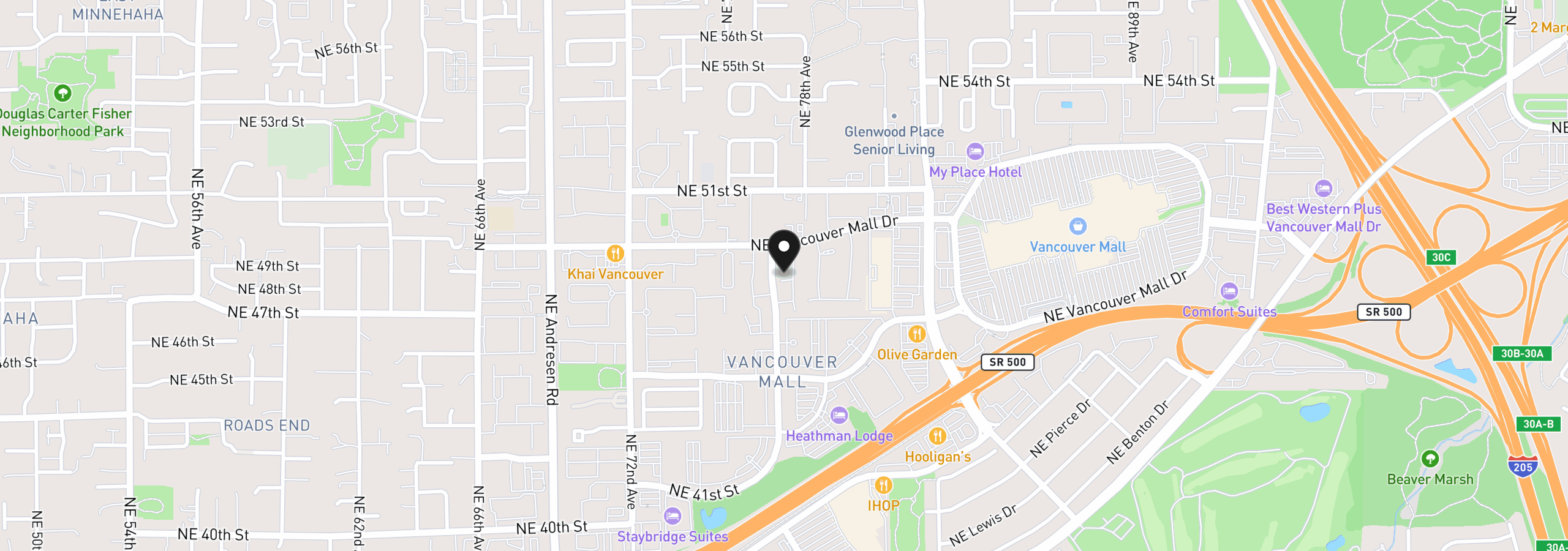 Map showing the location of 4701 NE 77th Ave 10, Vancouver, Wa 98662