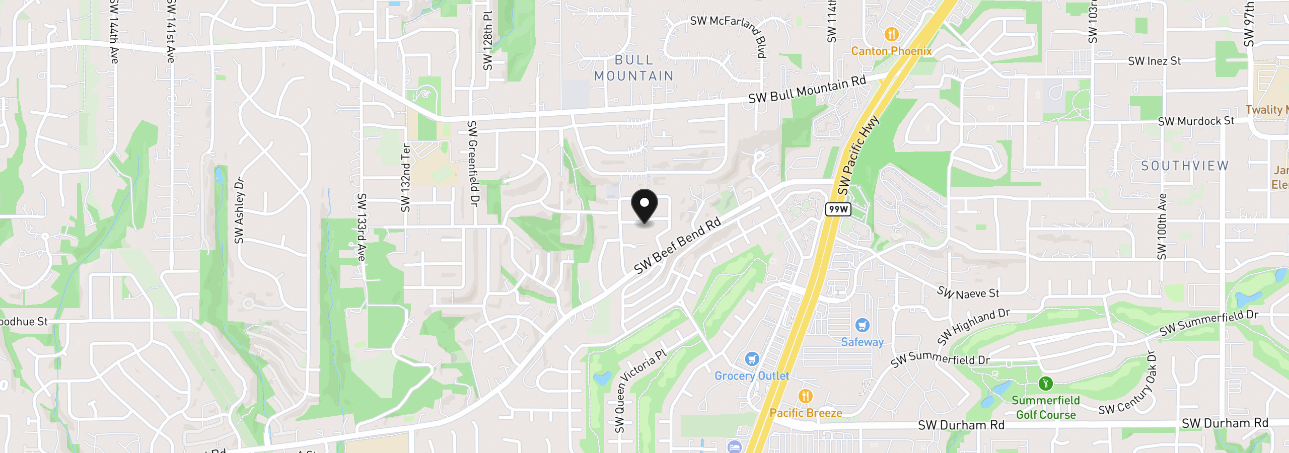 Map showing the location of 12112 SW Turnagain Dr, Tigard, OR 97224