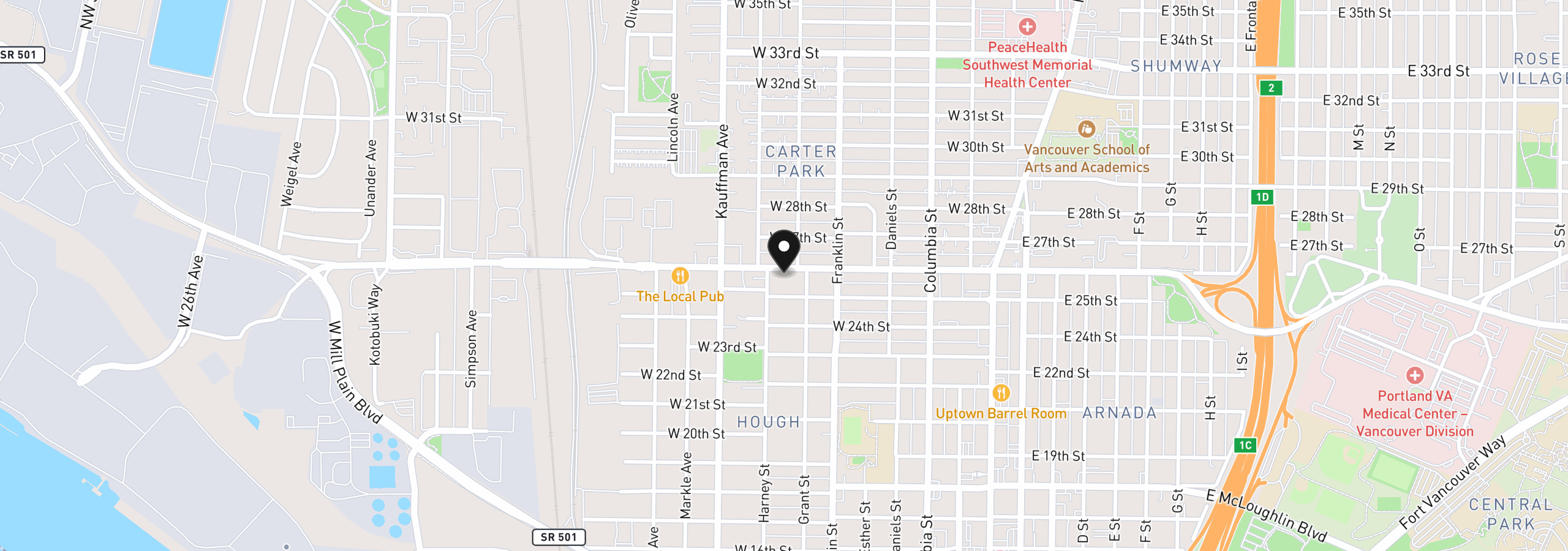 Map showing the location of 709 W Fourth Plain Blvd, Vancouver, Wa 98660