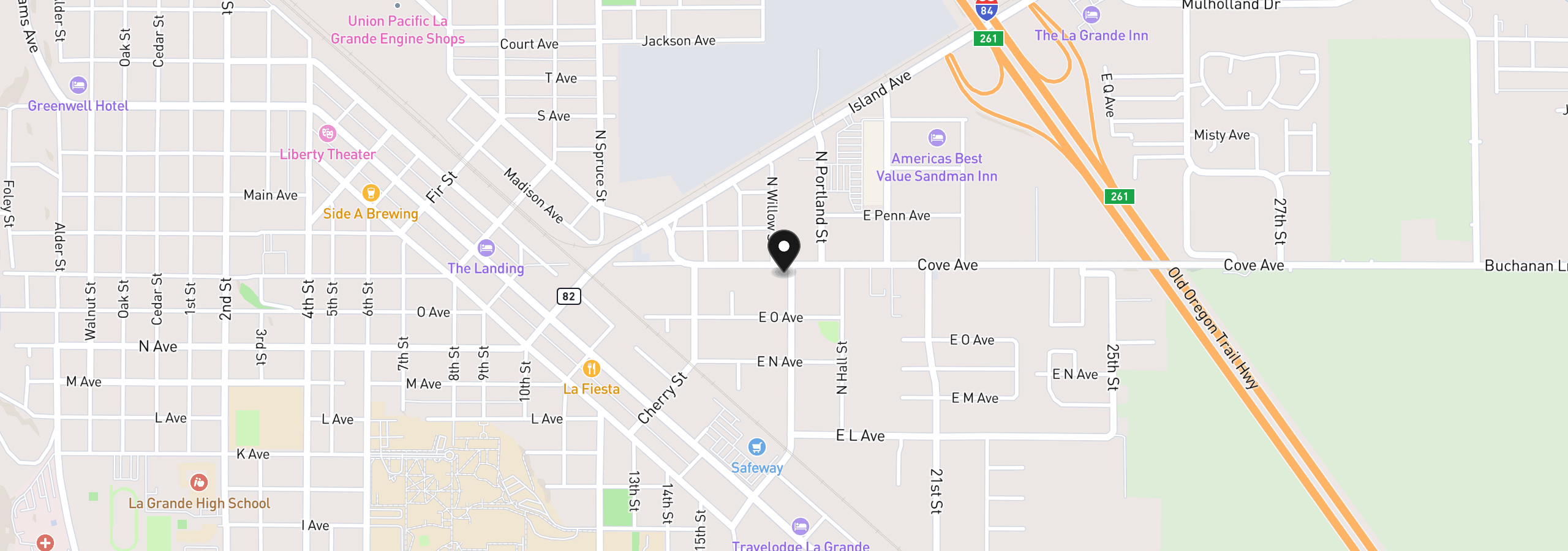 Map showing the location of 2012 Cove Ave, La Grande, OR 97850