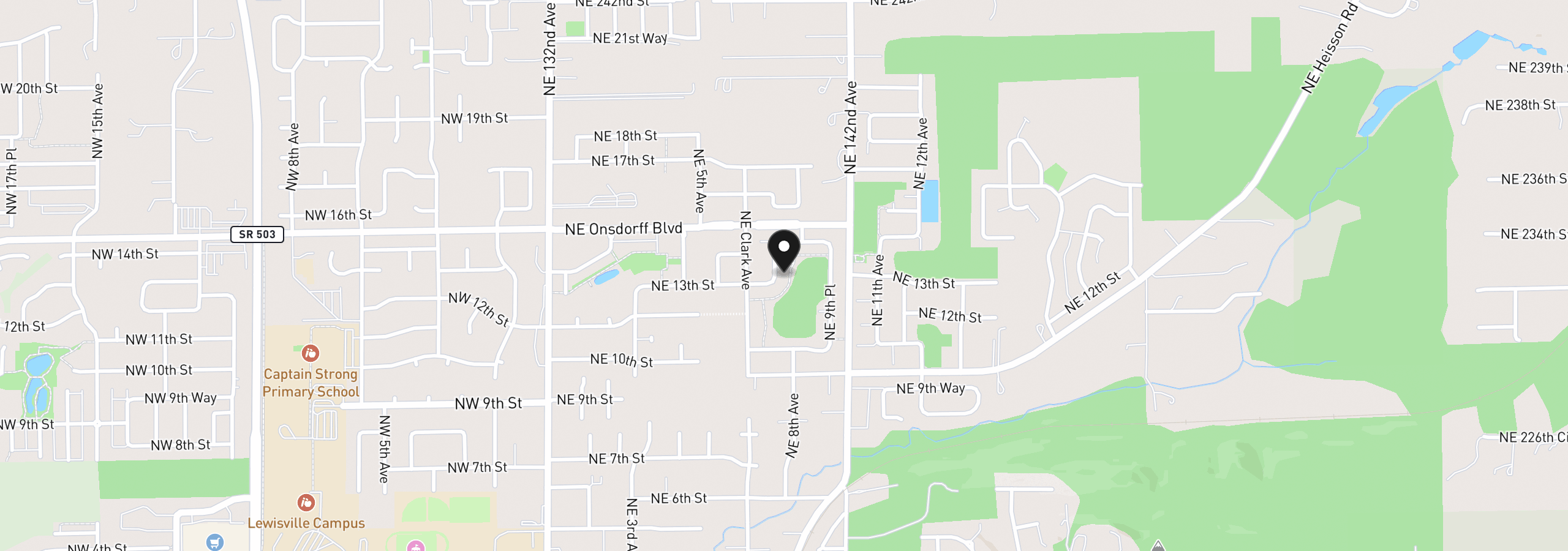 Map showing the location of 1363 NE 8th Ave, Battle Ground, Wa 98604