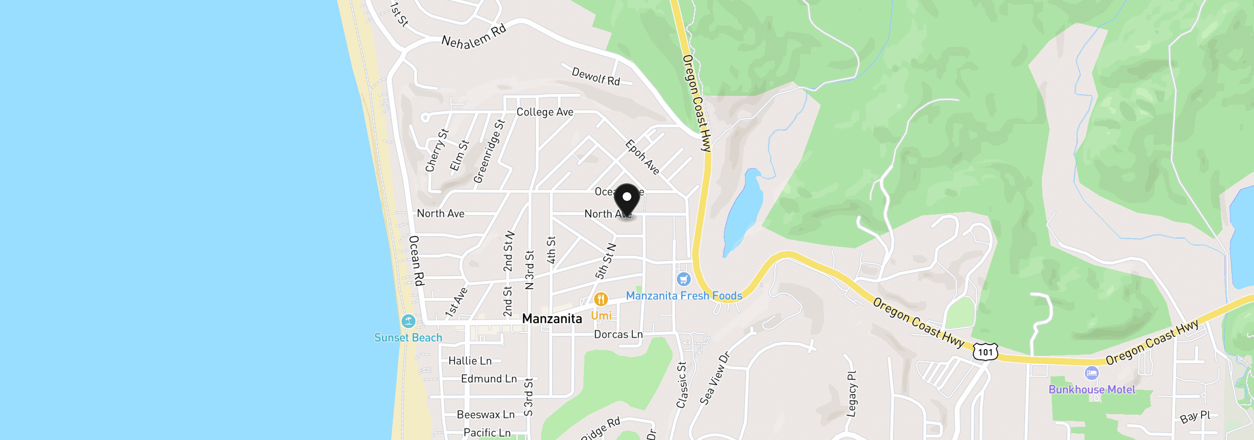 Map showing the location of 546 North Ave, Manzanita, OR 97130