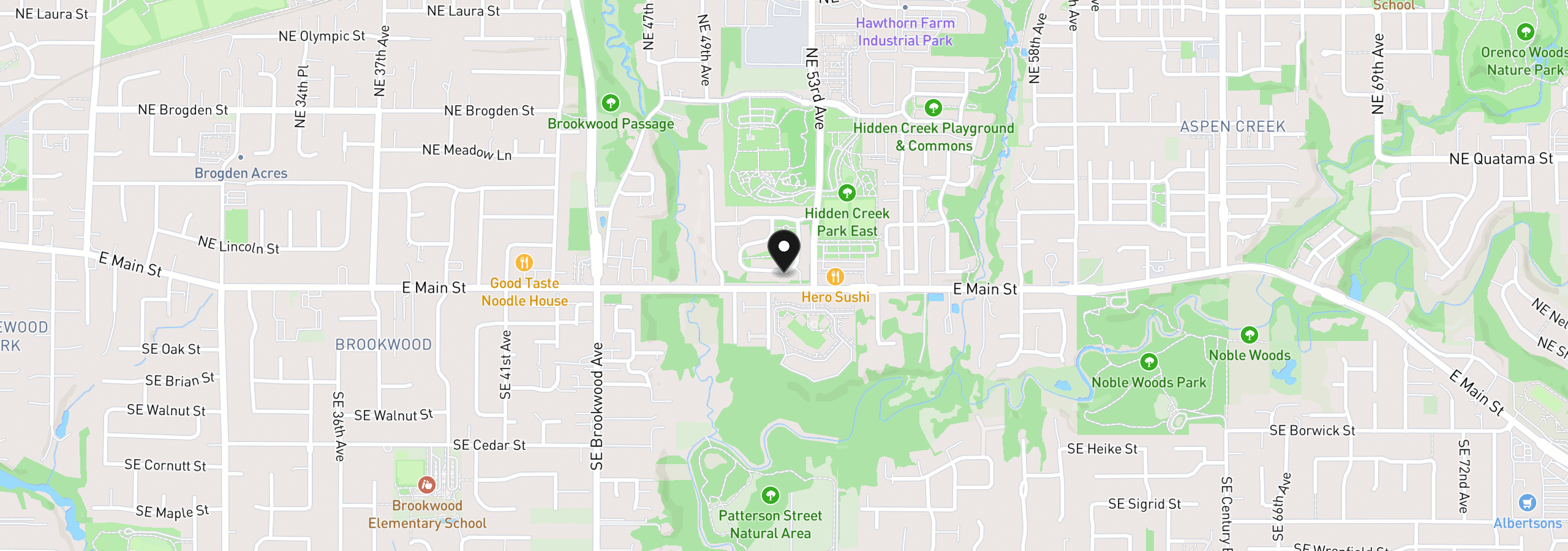 Map showing the location of 5186 NE Schoeler Cir, Hillsboro, OR 97124