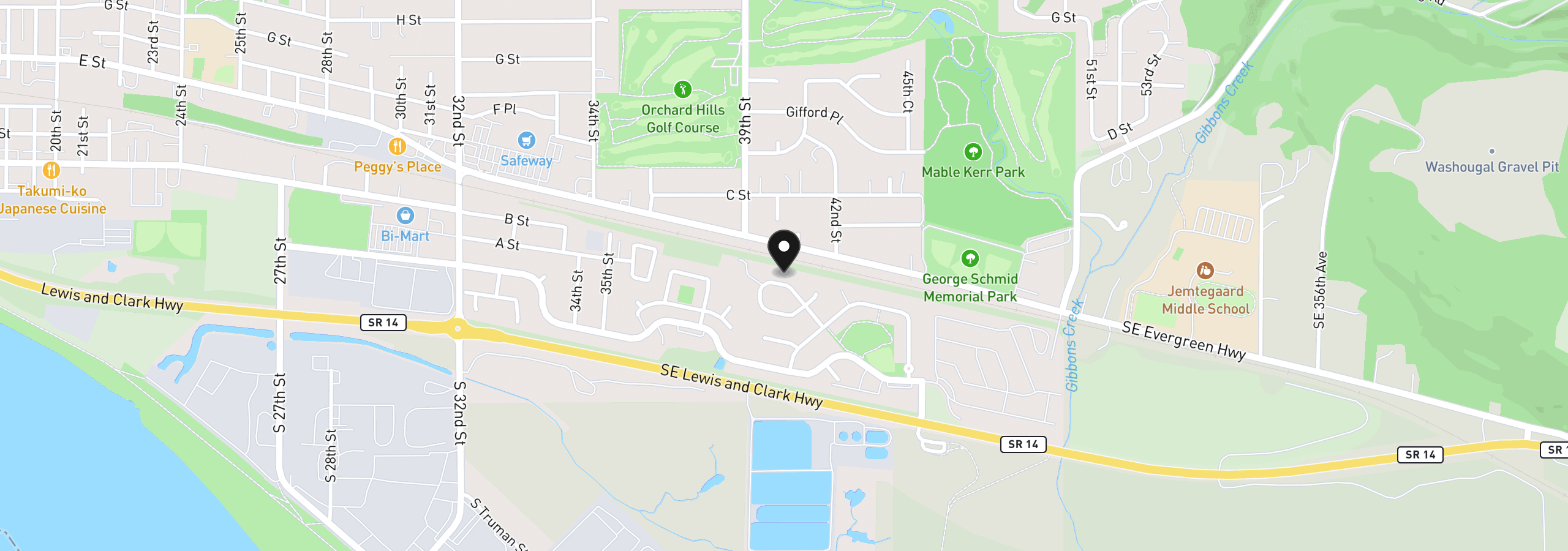 Map showing the location of 4027 A Loop, Washougal, Wa 98671