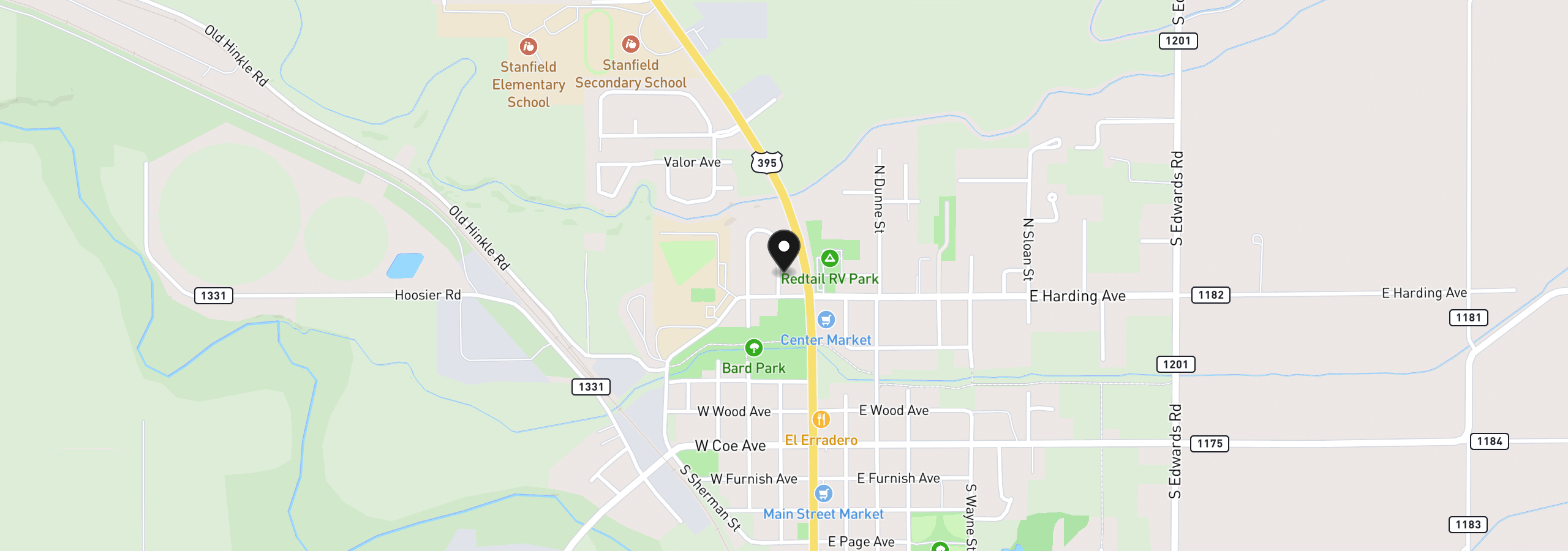 Map showing the location of 250 Willow Dr, Stanfield, OR 97875