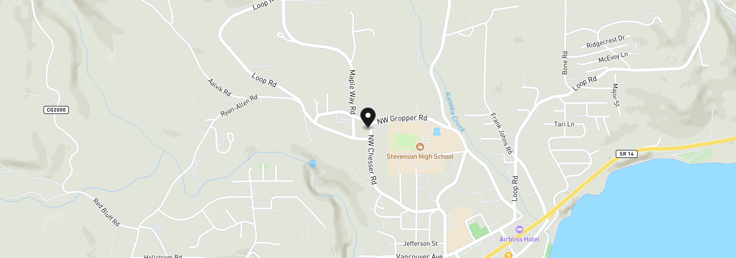 Map showing the location of 477 NW Chesser Rd, Stevenson, Wa 98648